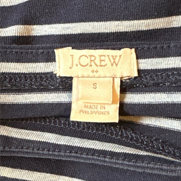 JCREW boat neck, long sleeve cotton, striped tone-on-tone navy medium weight top - Picture 7 of 8